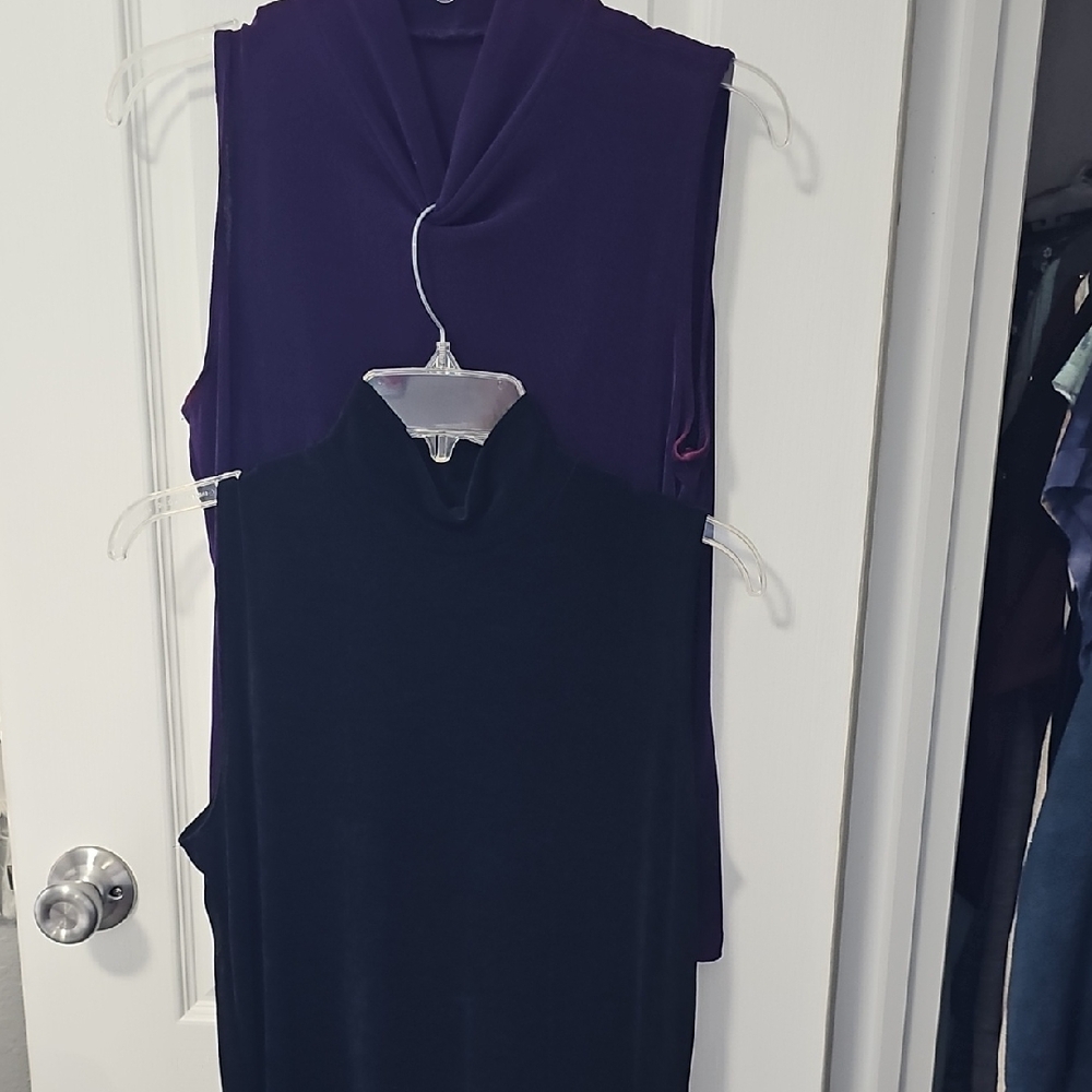 Elegant Sleeveless Tops - Purple and Black